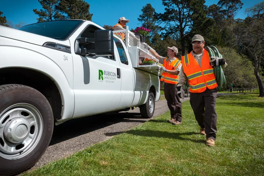 Rubicon crew walking from their service truck to a work site